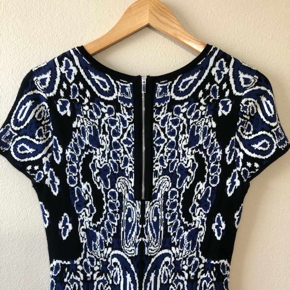 Etcetera Black and Blue Patterned Mini Dress - image 6